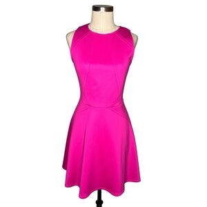 TED BAKER Vibrant Pink Mitton Mini Dress TB Size 2 US Size S Skater Peplum Dress